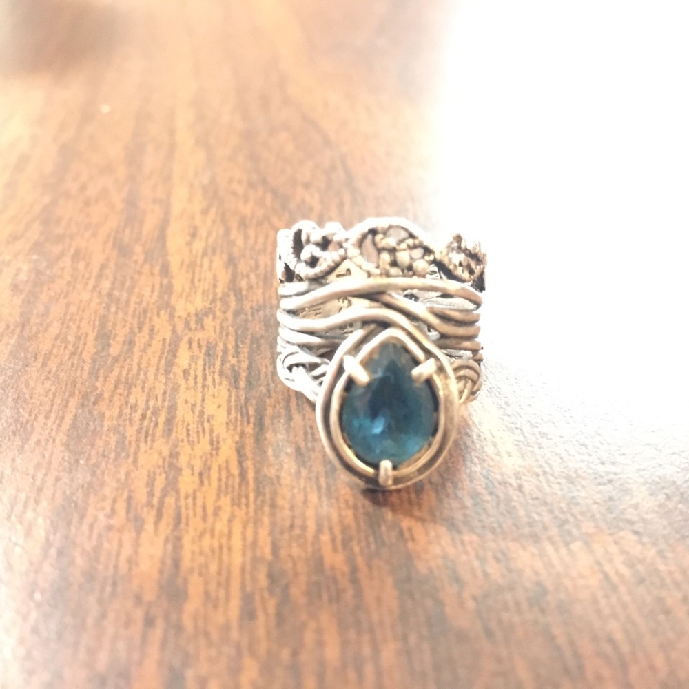 Handmade sterling silver Topaz ring